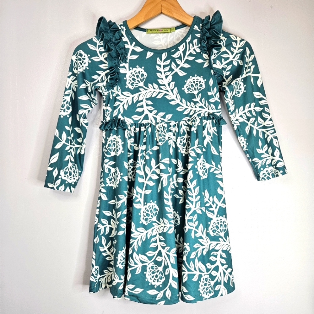 Millie Loves Lily Turquoise Ruffle dress Size 6  New